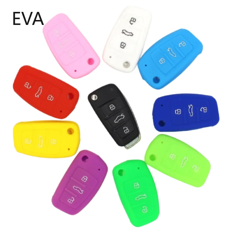 

Silicone Car Key Cover Fit for Audi A1 A3 A4 A5 A6 A7 A8 R8 Tt S5 S6 S7 S8 Sq5 Q5 Q7 Rs5 Fold Flip Remote Keychain Case Fob