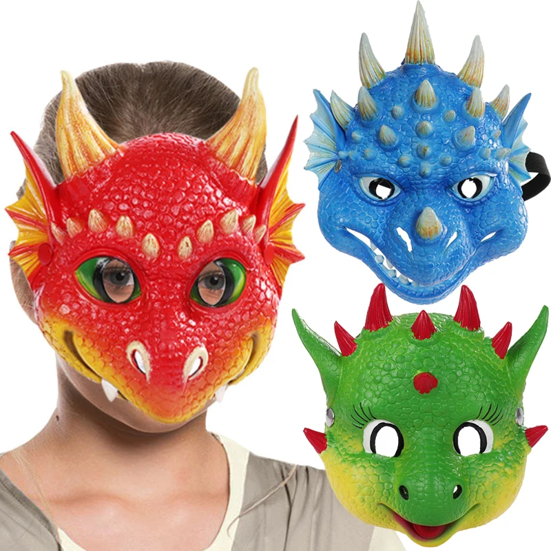 

Children Dino Mask Cosplay Haloween Animal Dragon Masques Girls Boys Festival Costume Props Birthday Gifts