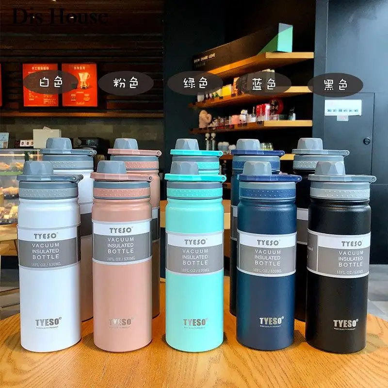 530/750ML Tyeso Thermos Bottle Stainless Steel Termos Vacuum Insulated Water Bottle Travel  Wide Mouth Metal Bottle Termica