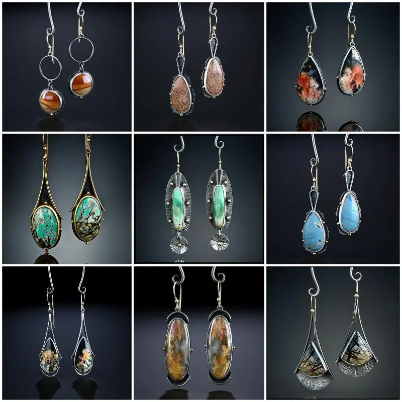 

Fashion Creative Drop-shaped Luxury Earrings for Women Vintage Tribal Stylish Dangle Earrings Anniversary Gift Party Jewelry