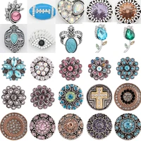 k0015 flower love cross crystal gemstone birthstone 18mm metal snap button jewelry diy bracelet
