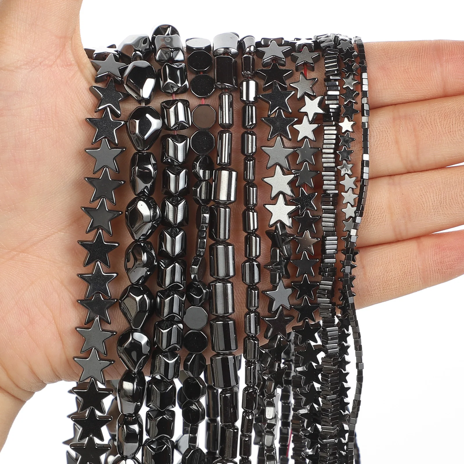 

Five Star Lentils Waterdrop Shape Black Hematite Stone Beads Loose Spacer Bead For Jewelry Making DIY Bracelet Accessories 4-8mm