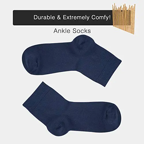 HMCN Diabetic Socks Women Loose Diabetic Ankle Socks Bamboo Socks For Women`s Seamless Toe and Non-binding Top, 4 Pairs Diabetic