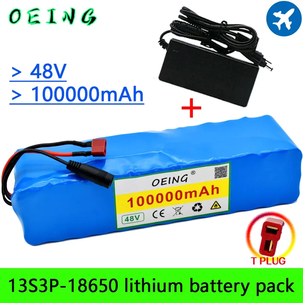 

2023New 48v 100AH 1000W 13s3p 48V Lithium Ion Battery Pack for 54.6V Electric Bicycle Scooter with BMS + 54.6V Charger