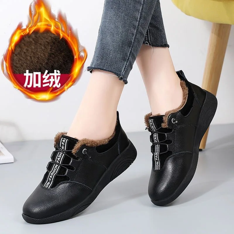 

100% Natural Wool Slip-on Loafers Women Winter Warm Flat Shoes Genuine Leather Flat Heel Leisure Fur Shoes Footwear