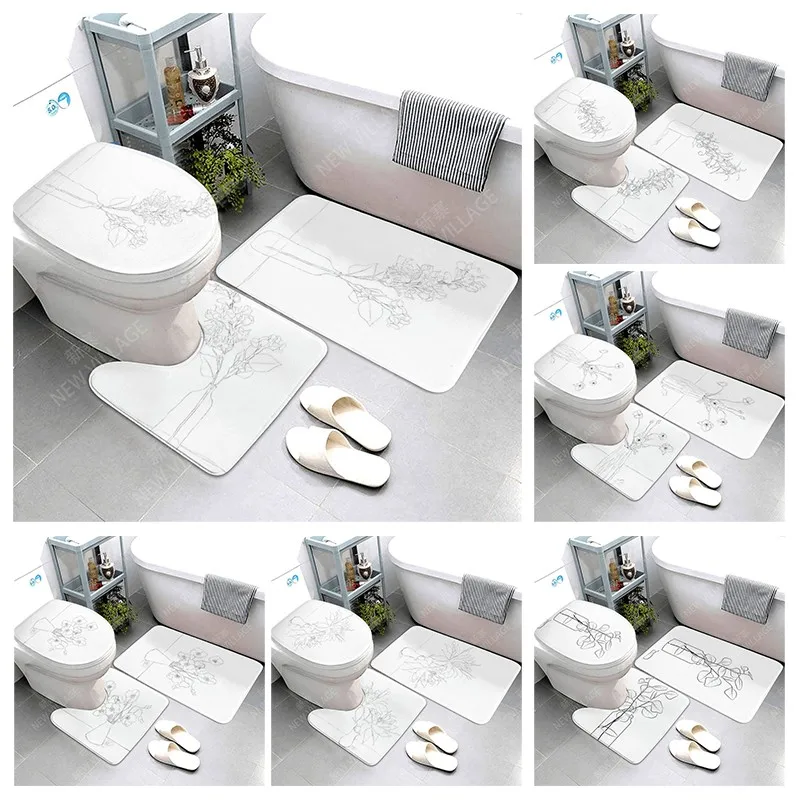 

Anti-slip Bath Mat Bathroom Small Rug Shower Mat Decorative Absorbent Foot Mat Entrance Bathtub toilet rug Morandi Nordic Modern