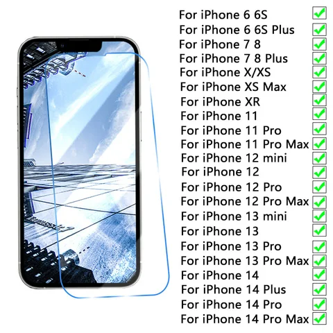 Защитное стекло 9D для iPhone 14, 13, 12, 11 Pro Max, Защита экрана для iPhone 6, 6S, 7, 8 Plus, X, XS Max, XR, мини-стекло