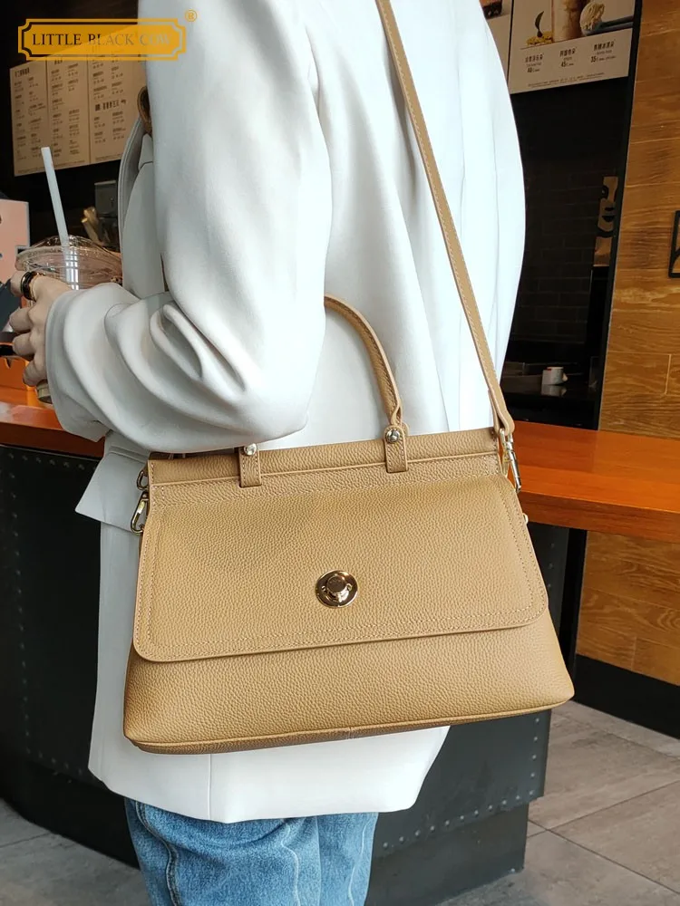 Women Messenger Bag Genuine Leather Cowhide Fashion Brand Office Ladies Tote Handbag Flap Single Shoulder Crossbody Bags Casual