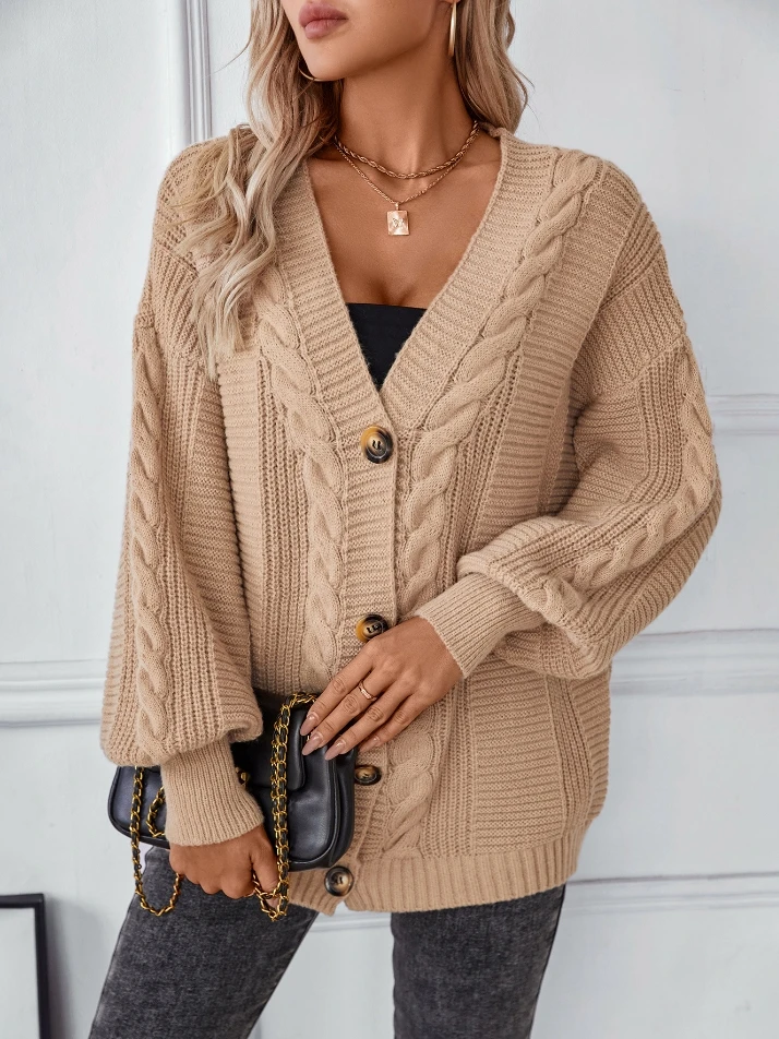 Женский ленивый кардиган осень-зима 2022 новейшее вязаное пальто с витым цветком