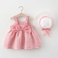 2piece summer newborn baby girl clothing set korean cute print lemon cotton sleeveless beach dresshat toddler dresses bc2240