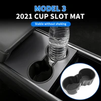 tpe for tesla model 3 y 2021 car water cup holder insert mat card slot storage organizer auto interior modified accessories