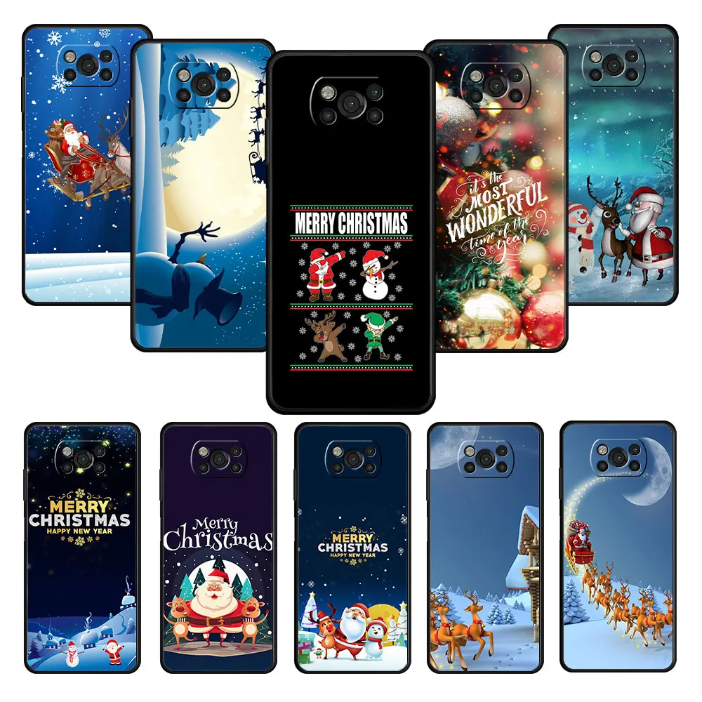 

Cute Christmas Santa Claus Phone Case For Xiaomi Poco X3 NFC X4 M3 C40 Pro For MI 9 8 12 11 9T 10T CC9 Lite Note 10 TPU Case