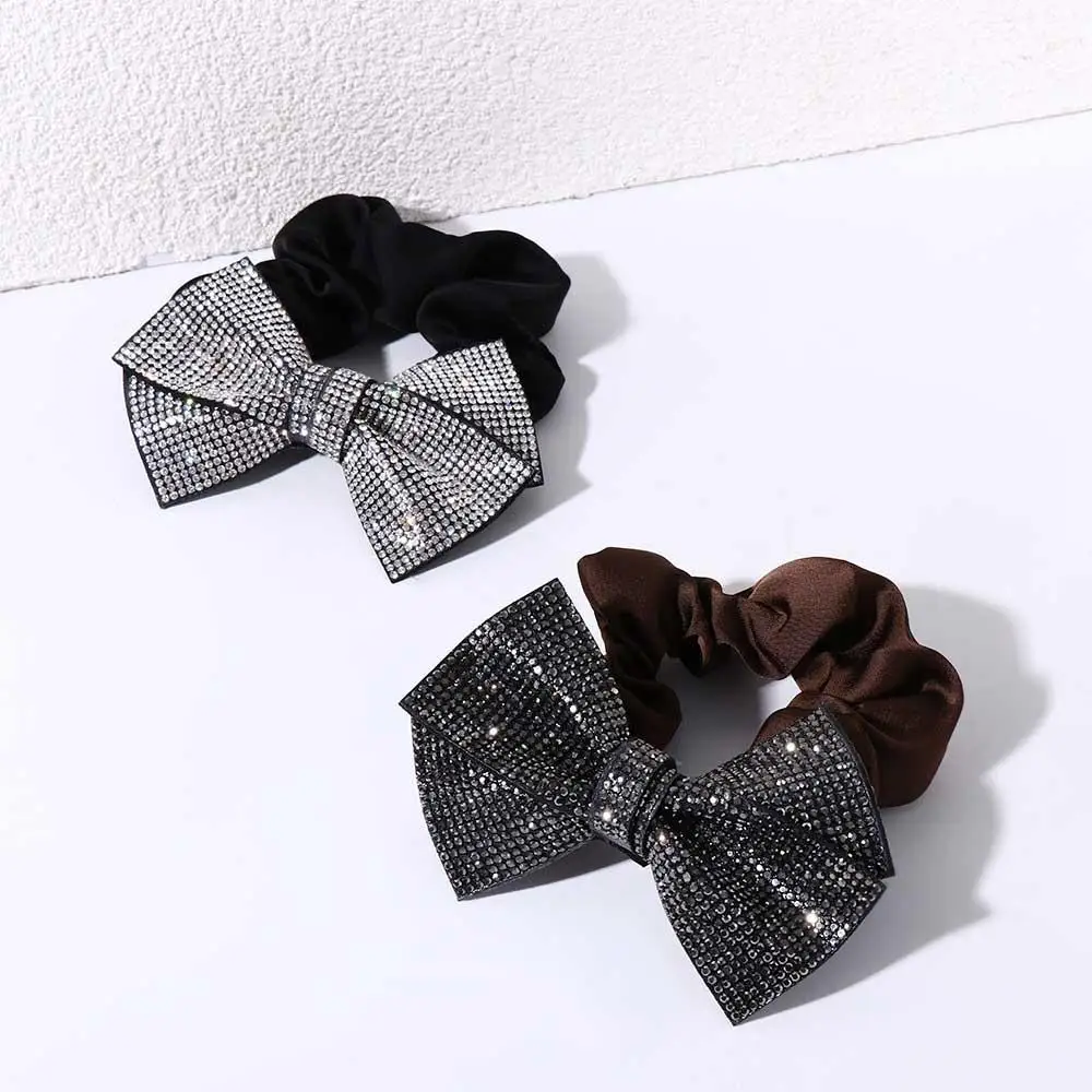 

Year Gift Hair Accessories Rubber Band Rhinestone Ponytail Holder Korean Style Hair Rope Women Hair Ring Bow Knot Scrunchies