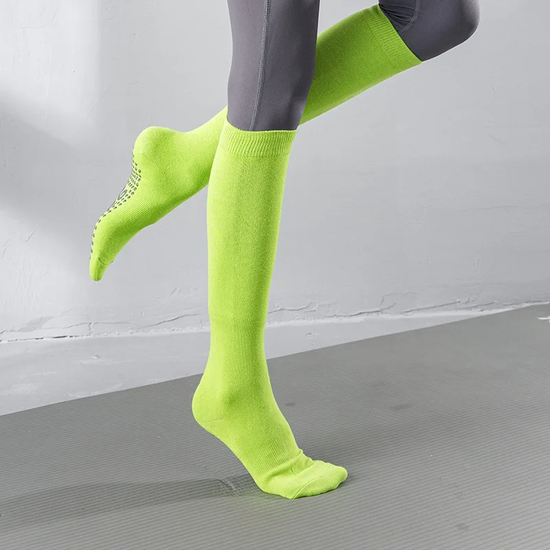 

Силиконовые Нескользящие гольфы, чулки, Женские однотонные носки для пилатеса и йоги, профессиональные хлопковые дышащие спортивные носки ...