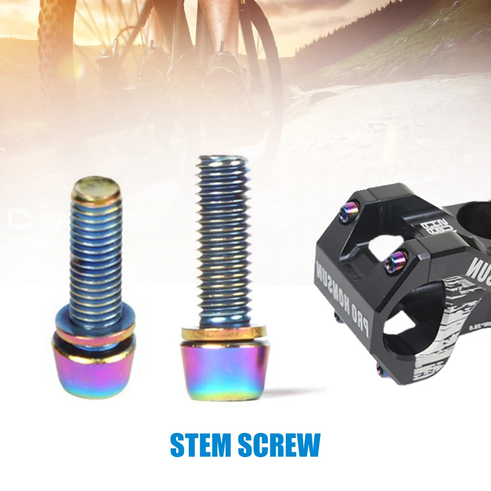 

6Pcs Bike Bolts Screw With Gasket For MTB Road Bicycle Stems Bicycle Handlebar Bolts M5*18MM & M5*15MM