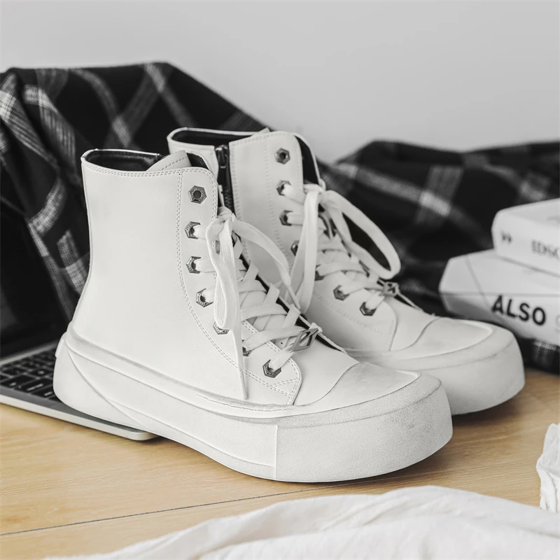 Осенне-зимняя мужская рабочая обувь из микрофибры с высоким вырезом новая модная