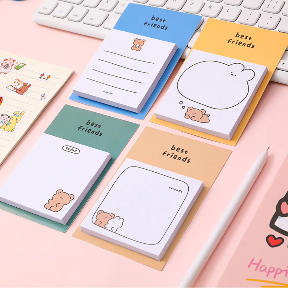 

30Sheets Cartoon Bear Memo Pad Diary Stationary Flakes Scrapbook Decorative Students Message N Times Sticky Bookmark Stationery