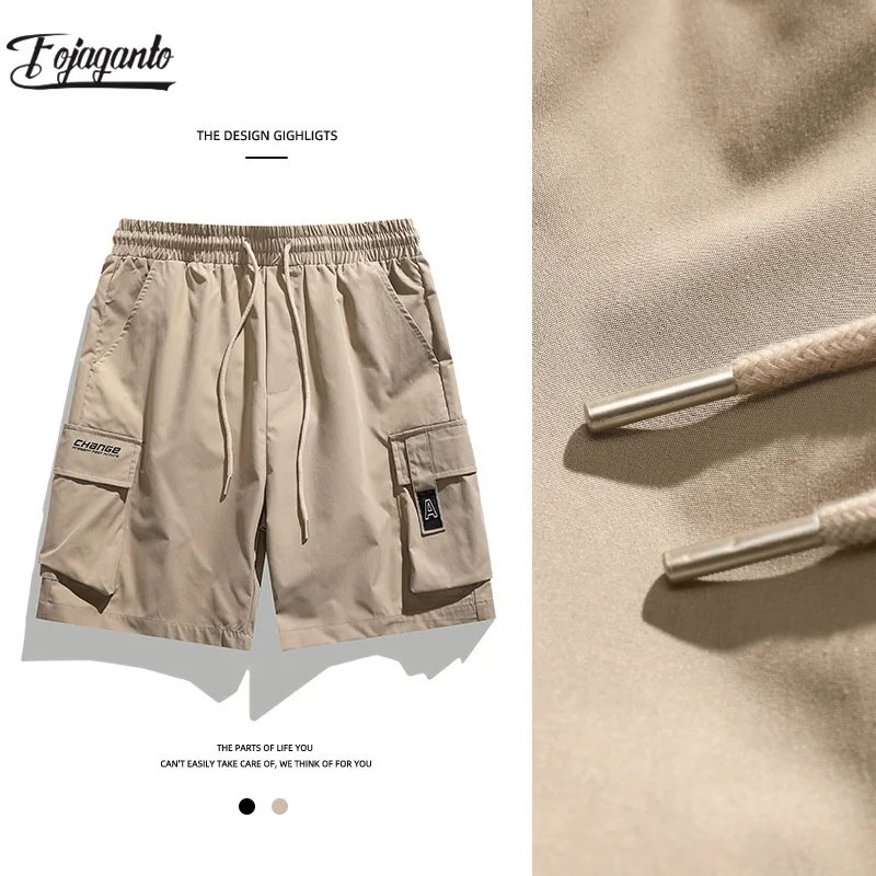 

FOJAGANTO 2023 Outdoor Casual Shorts Men's Pure Cotton Fashion Large Pocket Five-Point Sweatpants High-Quality Design Shorts Men