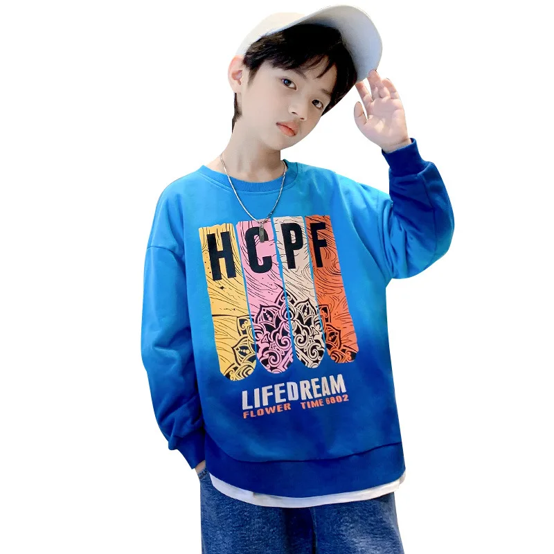 

Teen Boys Clothing Fashion Long Sleeve Sweatshirts Spring Autumn New Letter Print Tops Kids Round Neck Casual Pullovers 4-14 Yrs