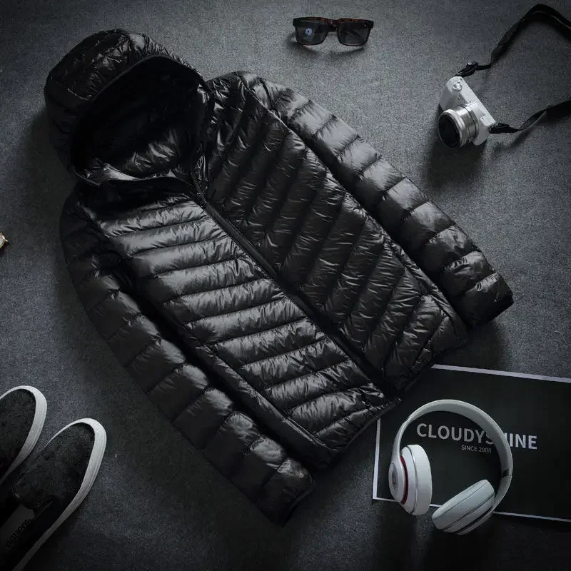 Осенне-зимняя мужская ультралегкая теплая куртка-пуховик модная короткая куртка