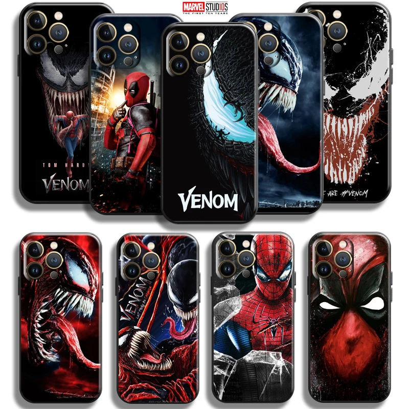 

Venom Spiderman Deadpool For Apple iPhone 13 12 11 Pro Max Mini X XR XS Max SE 5 5s 6 6S 7 8 Plus Phone Case Silicone Cover
