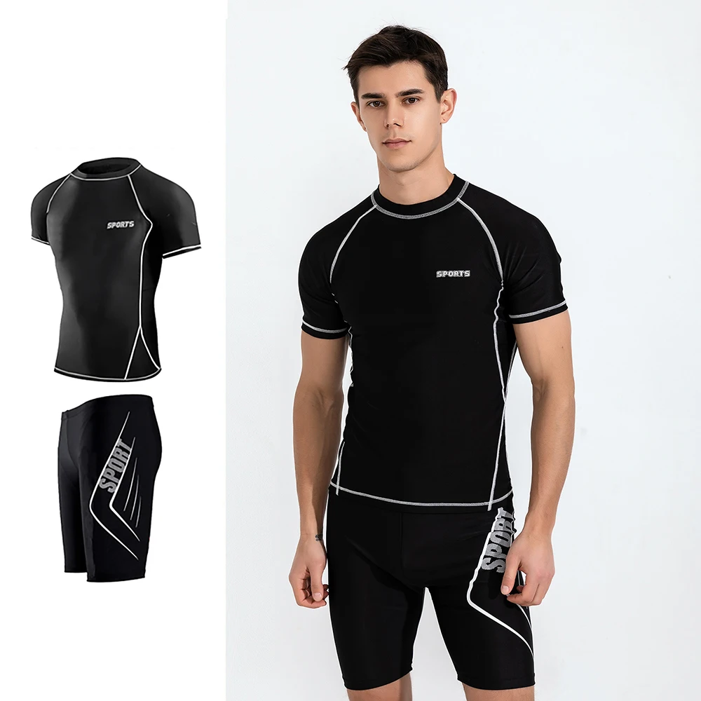 New Men's Quick Dry Short Sleeve Rash Guard Swimsuit Tops Swimming Suit UPF 50+ Beach Rash Guard Diving Surfing Shirt For 2023