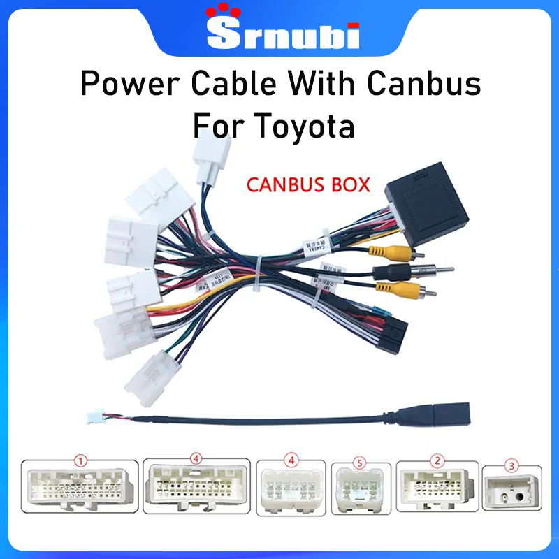 Srnubi Car 16-pin Wire Harness Power Cable Adapter With Canbus For Toyota Corolla/Camry/RAV4/Crown/Reiz power cord with canbus