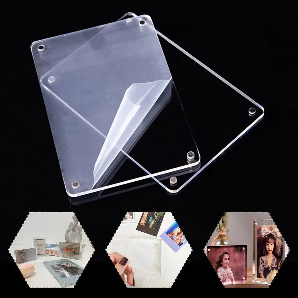

Transparent Photo Frame Acrylic Photocard Holder Picture Frame Magnetic Album Poster Tag Display Stand Desktop Ornament
