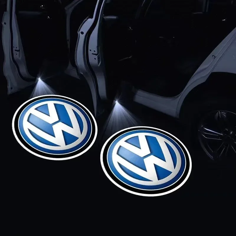 

2 шт., эмблема двери автомобиля, светодиодная лампа приветствия, беспроводной лазерный проектор для VW Volkswagen Golf Polo Passat Touran Jetta, аксессуары