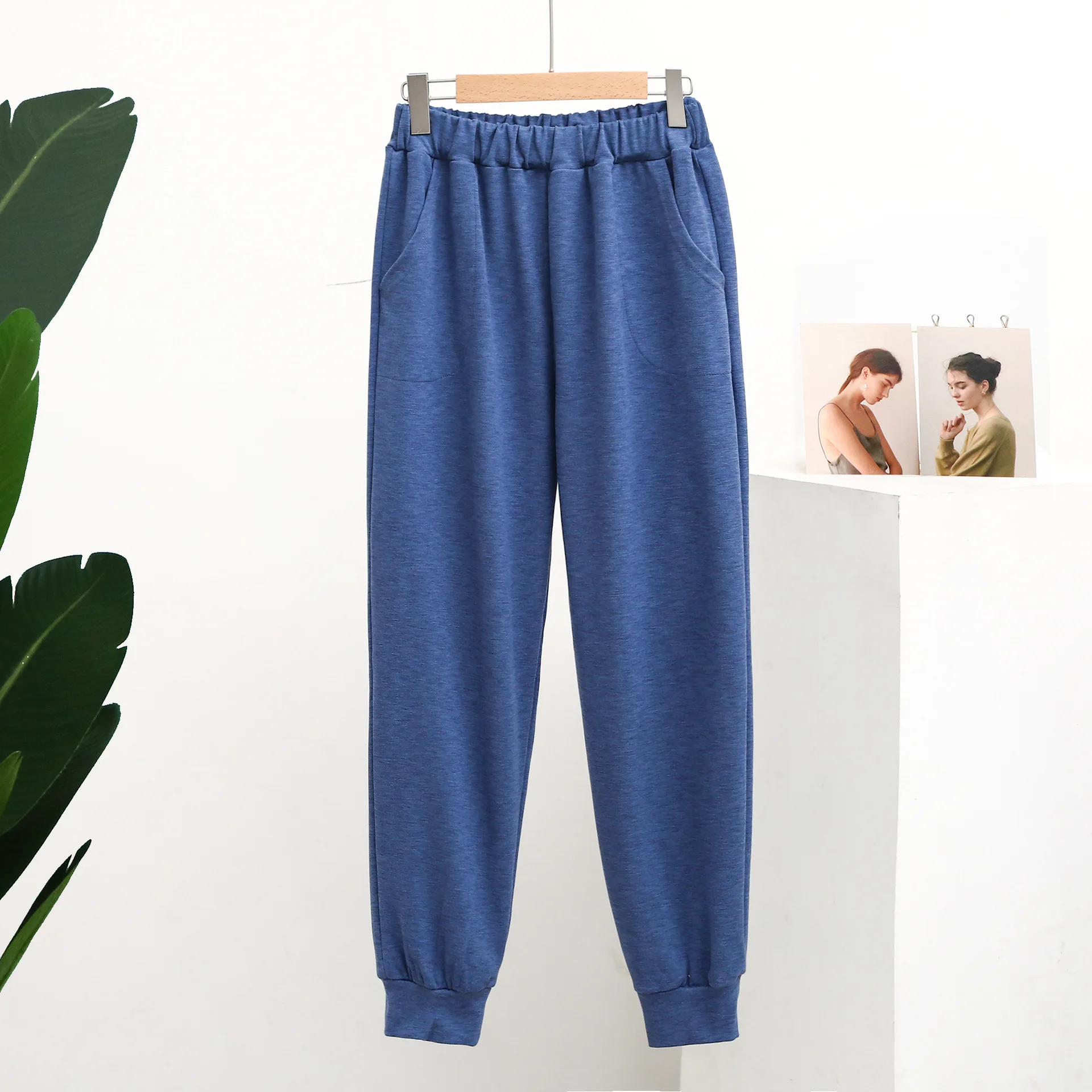 Women Loungewear Underwear Autumn/ Winter Fantasy Color Plane German Velvet House Pants Thickening High Waist Leisure Trousers