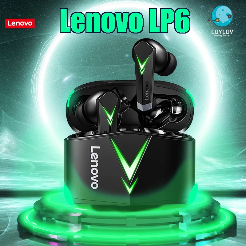 

Original Lenovo LP6 Gaming Earphones Wireless Bluetooth Headphone TWS Low Latency Noise Reduction Earbuds E-Sports Games Headset