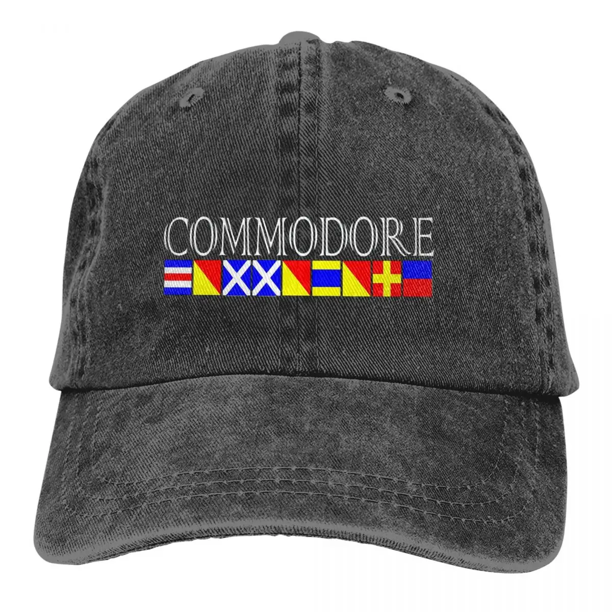 

Washed Men's Baseball Cap A Commodore Design Title In Nautical Signal Flags Trucker Snapback Caps Dad Hat FLAG Golf Hats