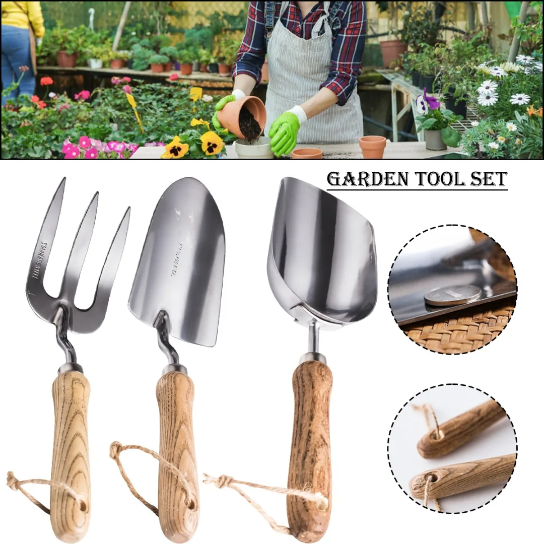 

Stainless Steel Garden Shovel Flower Planting Shovel Wide Narrow Useful Planting Shovel Garden Wooden Handle Hand Tools 1pc