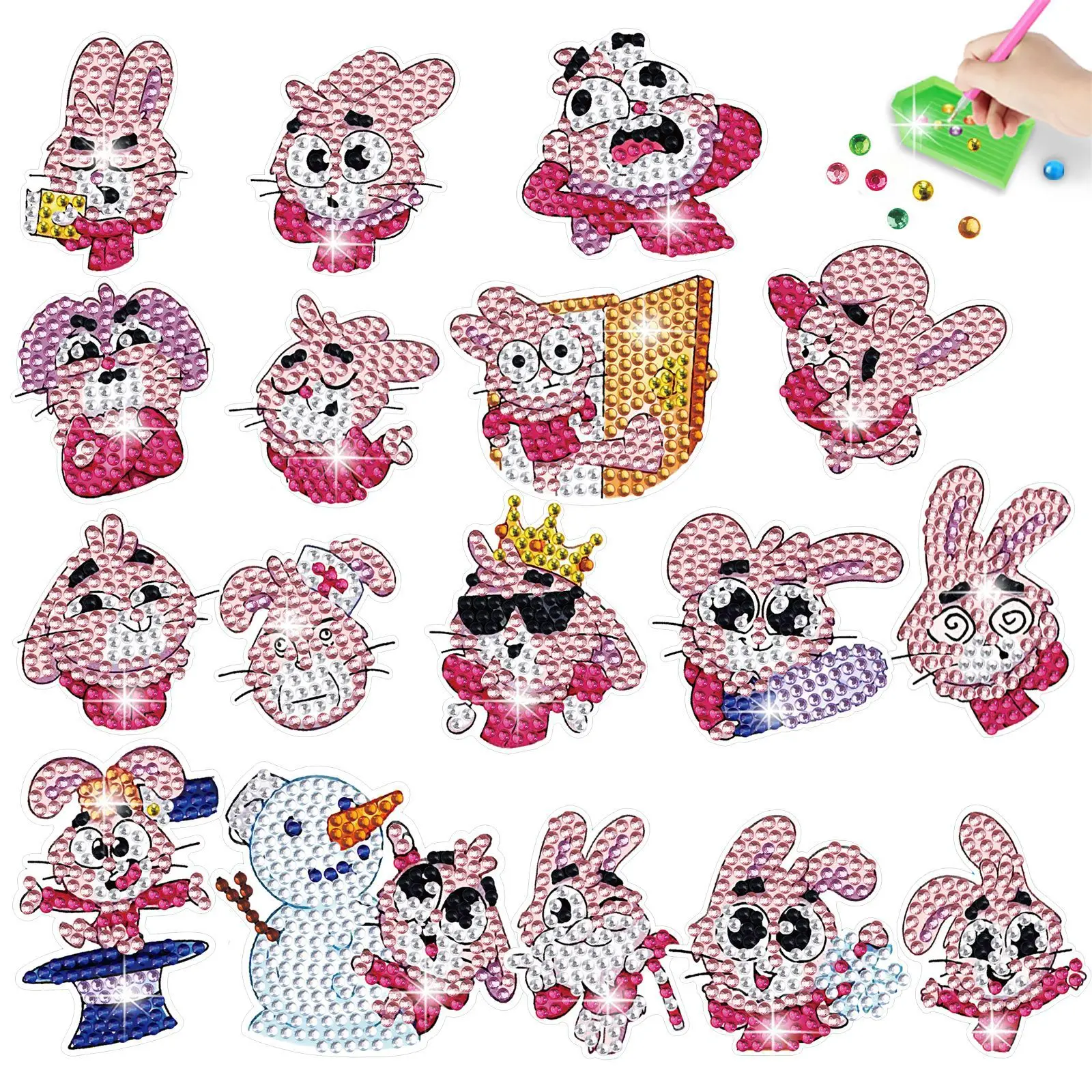 Мультяшный кролик 5D алмазная декоративная картина искусственная кожа ручная