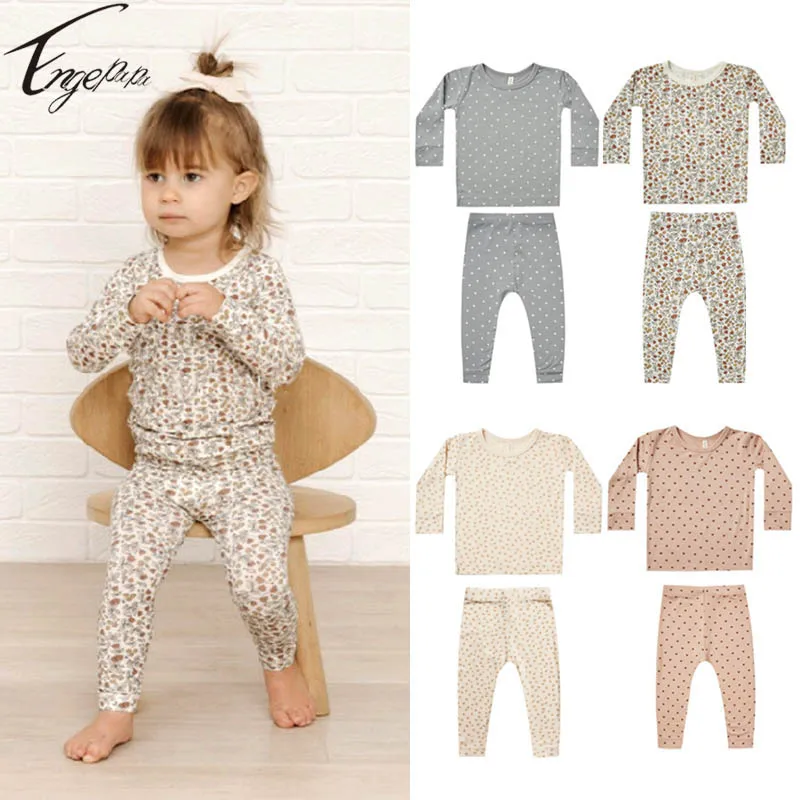 

Home Clothes Toddler Baby Boys Girls Clothes Suit Printed Floral Long Sleeves Top+Pants 2pcs Spring Autumn Baby Girls Clothes