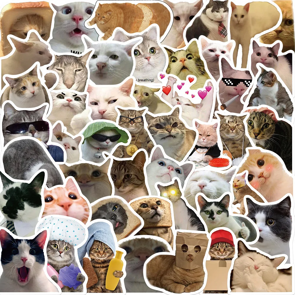 10/30/50PCS Cute Meme Animal Cat Kitty Stickers Skateboard Guitar Suitcase Freezer Motorcycle Classic Toy Decal Funny Sticker