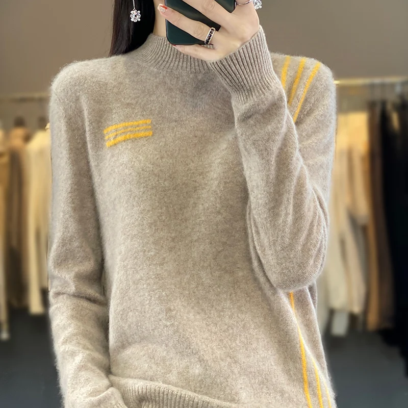 Новый осенне-зимний свитер из 100% мериноса и кашемира женский пуловер с