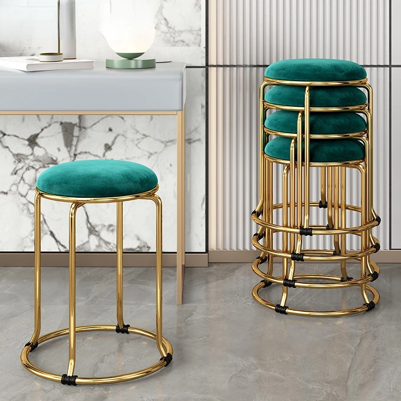 

Bedroom Manicure Chair Dining Room Waiting Modern Metal Luxury Chair Golden Kitchen Floor Office Stool Muebles Home Furniture