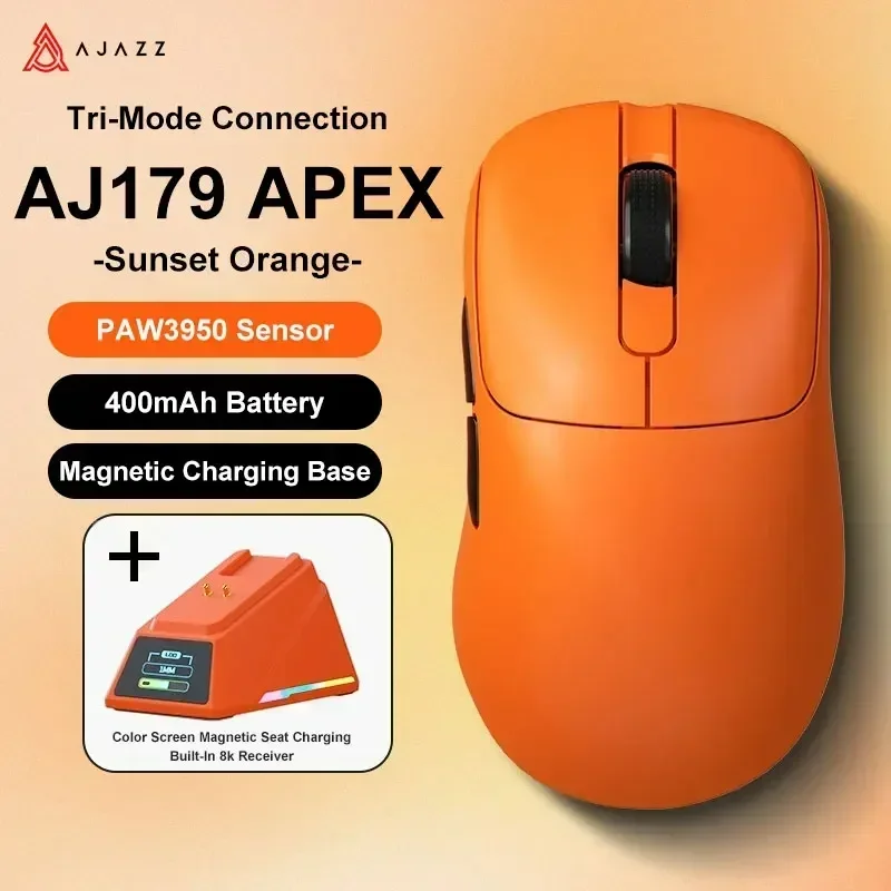 Фото Беспроводная игровая мышь PYLC X Ajazz AJ179 Apex PAW3950, зарядная док-станция с разрешением 30000 точек на дюйм, легкая беспроводная игровая мышь с макроопределенной №5