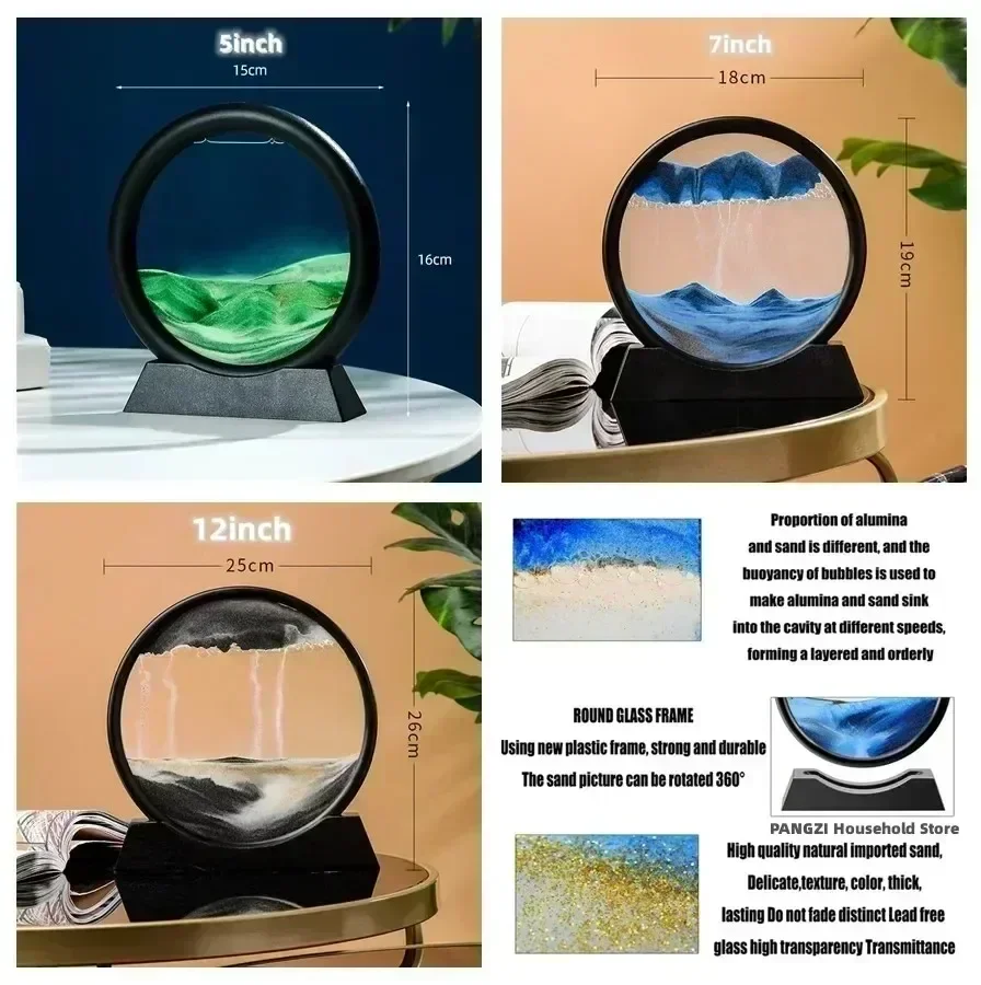3D Интерактивная Картина Из Песка Круглое Стекло Глубоководный Пейзаж Песочные