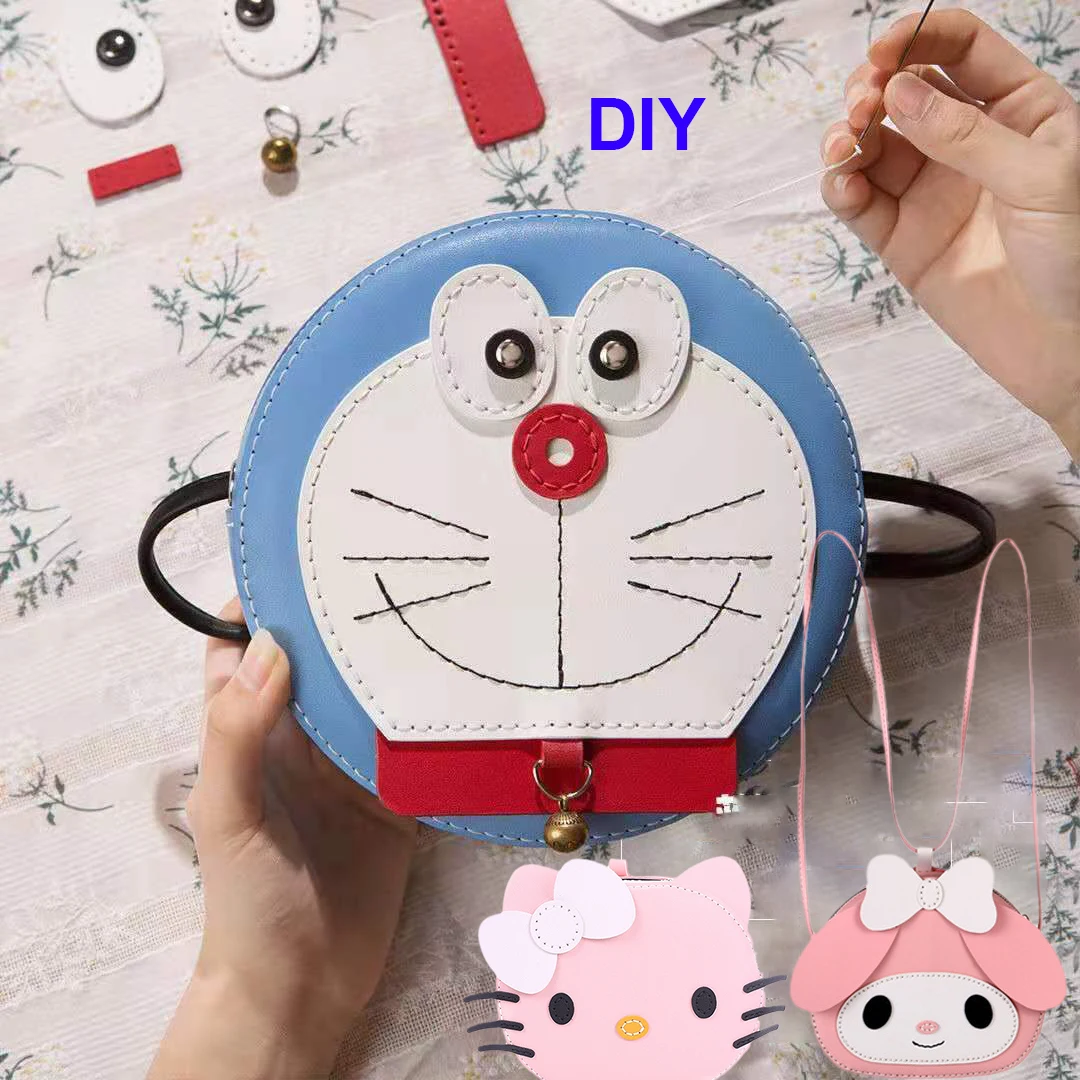 

Kawaii My Melody Kitty Doraemon аниме мультфильм «сделай сам» ПУ сумка через плечо ручной работы набор аксессуаров для девочек подарок на день рождения