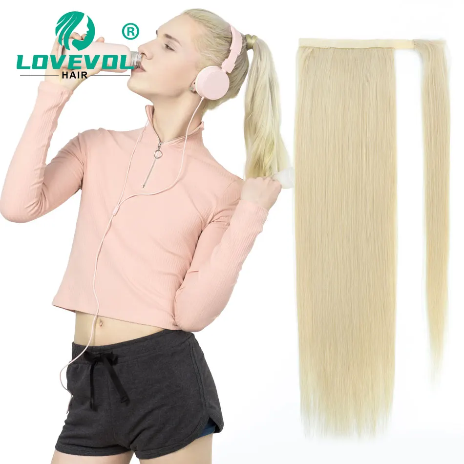 Straight Ponytail Human Hair Extensions Blonde Brown Black Wrap Around Ponytail Clip In Hair Extensions Natural Remy Hair 140g