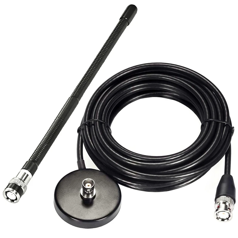New2x CB Aerial Antenna 27Mhz Soft Whip Magnetic Base BNC PL259 Connector CB Aerial Antenna For Cobra Midland Uniden Maxon