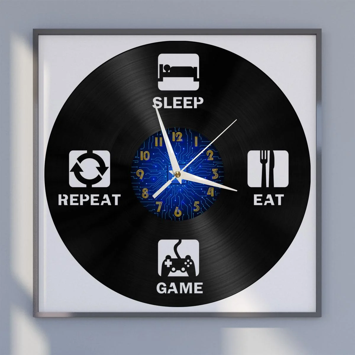 

Eat, drink and entertain life Vinyl Wall Clock, Vinyl Record Clock Wall Art Silent & Non-ticking