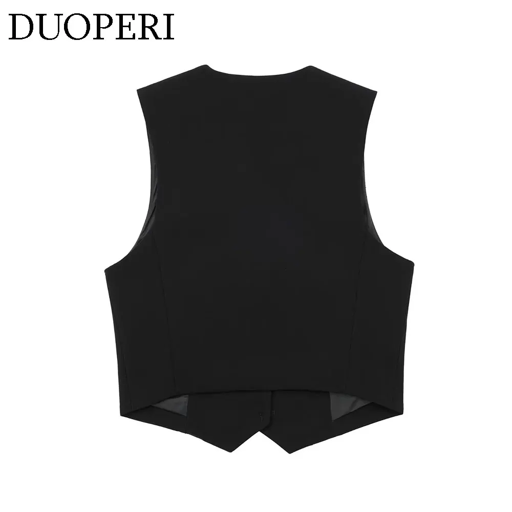 Модный женский базовый жилет DUOPERI с V-образным вырезом Женский шикарный