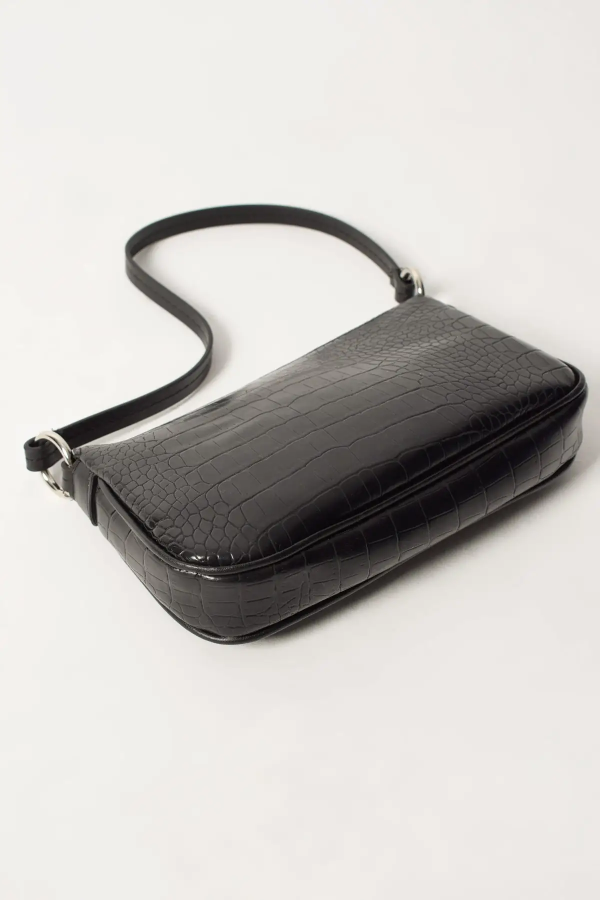

Black Women's Baguette Crocodile Pattern Shoulder Bag
