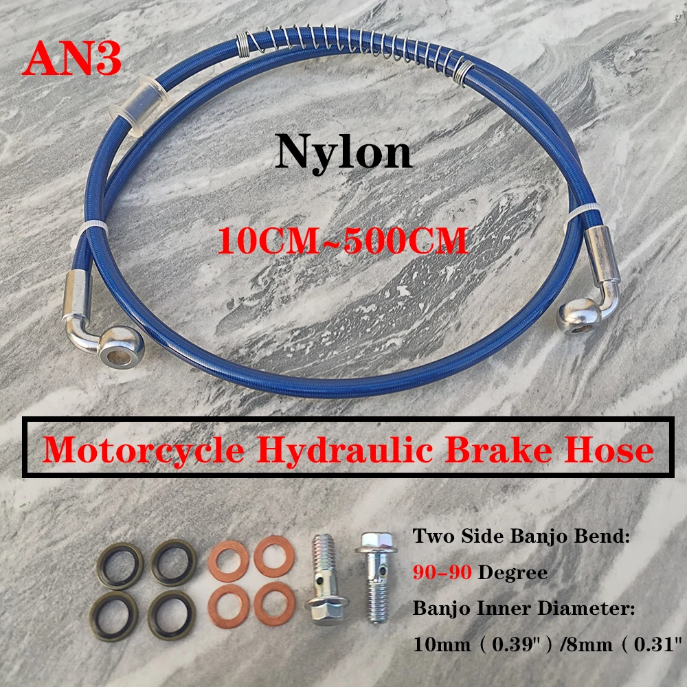 Синий 90-90 градусов мотоцикл Байк Плетеная линия Тормозной шланг Сцепление