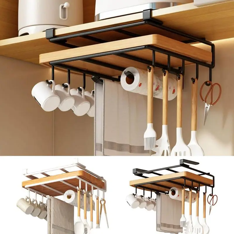 

Under Cabinet multi purpose hooks Multifunctional heavy duty Stainless Steel storage hooks Punch Free utensils organizer hanger