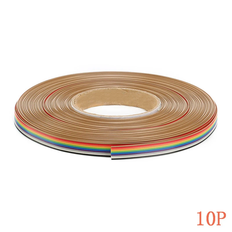 

5m/lot 1.27mm Spacing Pitch10 WAY 10 Pin Flat Color Rainbow Ribbon Cable Wiring Wire For PCB DIY 10 Way 10P