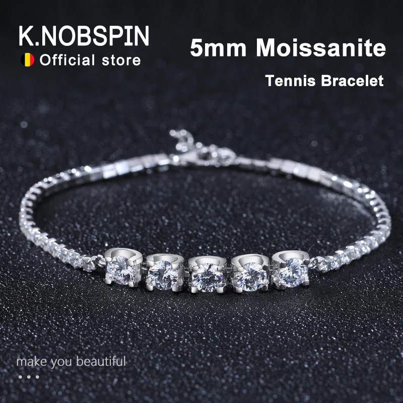 K.nobspin Moissanite Armband 925 Sterling Silber Kette Weiß Gold Überzogene Labor Diamant Mit Zertifikat Trendy Armband für Frauen